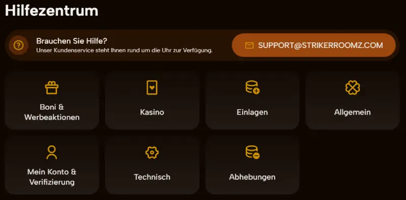 Strikerroomz Casino Support